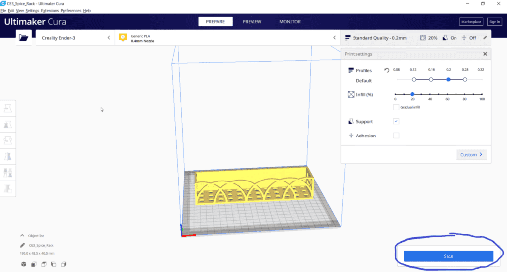 Making 3D Printer Files - Slice Spice Rack - 3D Printerly