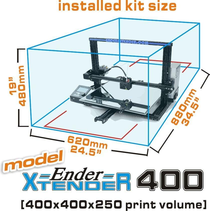 Make Ender 3 Bigger - Ender Extender 400 Dimensions - 3D Printerly