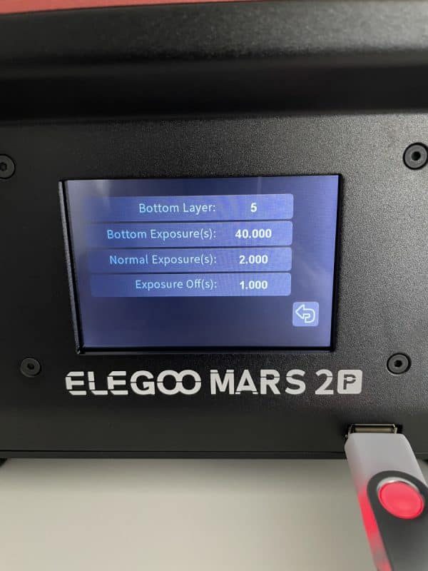 Elegoo Mars 2 Pro Review - Printer Settings on Display - 3D Printerly