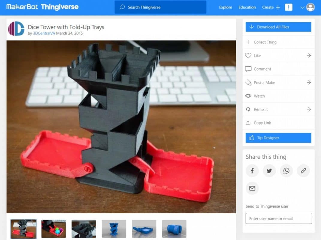 30 Best 3D Prints for Gamers - Dice Tower with Fold-Up Trays - 3D Printerly