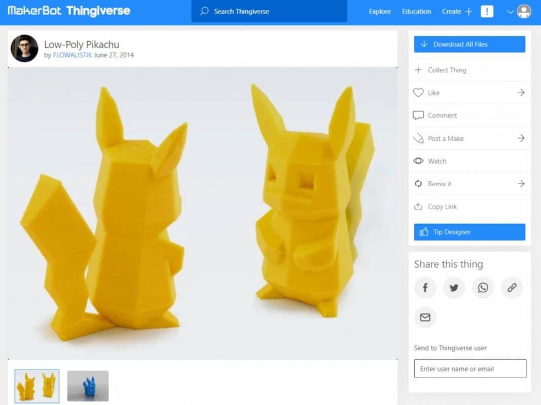 30 Best 3D Prints for Gamers - Low-Poly Pikachu - 3D Printerly