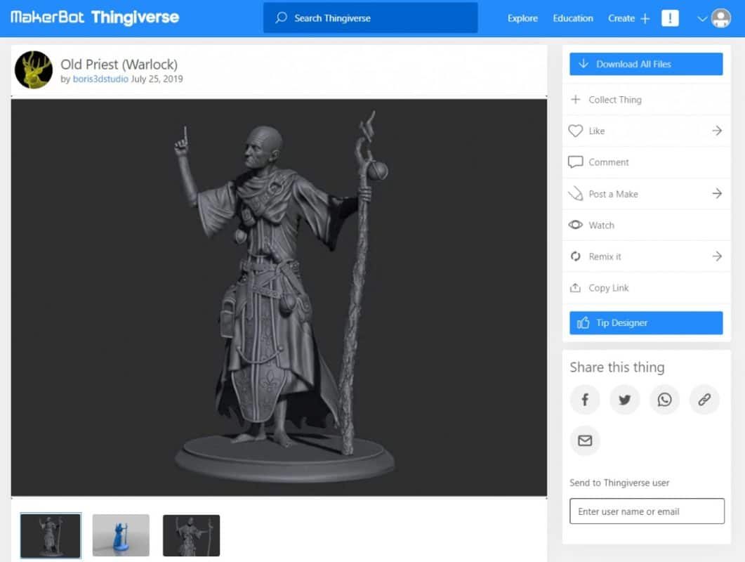 30 Best 3D Prints for Gamers - Old Priest (Warlock) - 3D Printerly