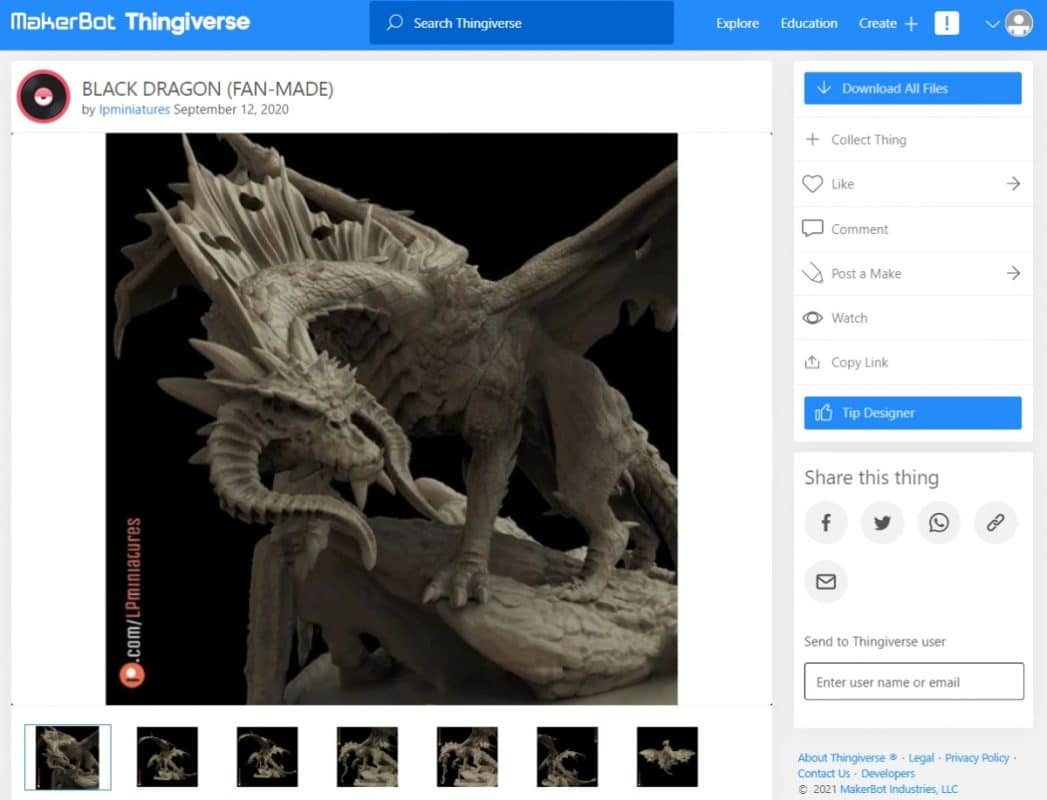 30 Cool Things to 3D Print for Dungeons & Dragons - Black Dragon - 3D Printerly