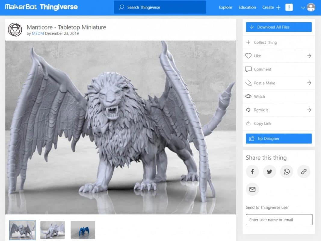 30 Cool Things to 3D Print for Dungeons & Dragons - Manticore - Tabletop Miniature - 3D Printerly