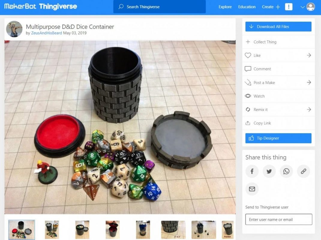 30 Cool Things to 3D Print for Dungeons & Dragons - Multipurpose Dice Holder - 3D Printerly