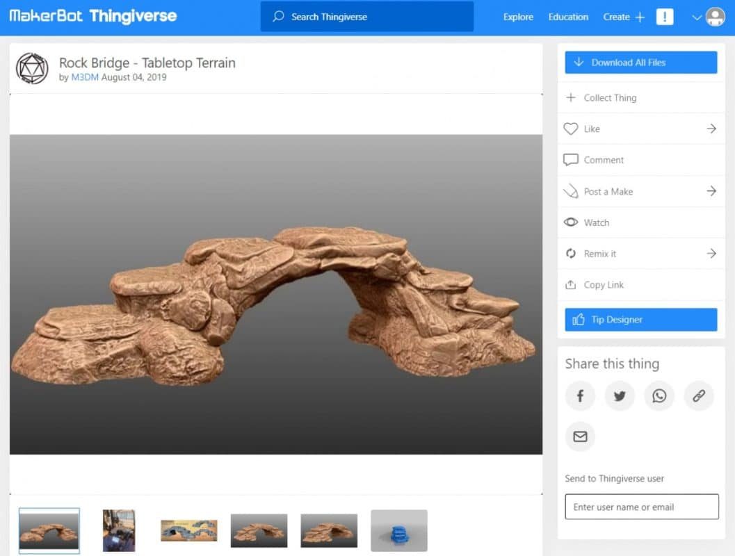 30 Cool Things to 3D Print for Dungeons & Dragons - Rock Bridge - Tabletop Terrain - 3D Printerly