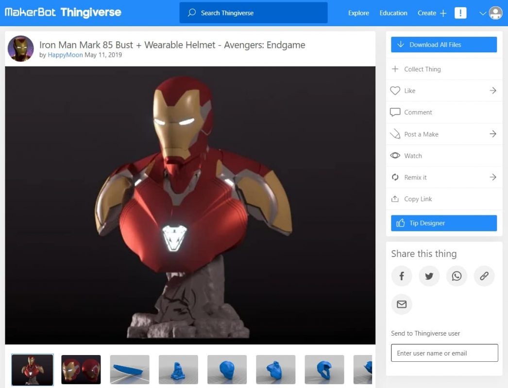 30 Genius & Nerdy Things to Print - Iron Man Mark 85 Bust + Wearable Helmet - 3D Printerly