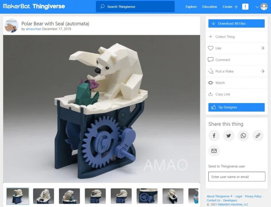 30 Genius & Nerdy Things to Print - Polar Bear with Seal (Automata) - 3D Printerly