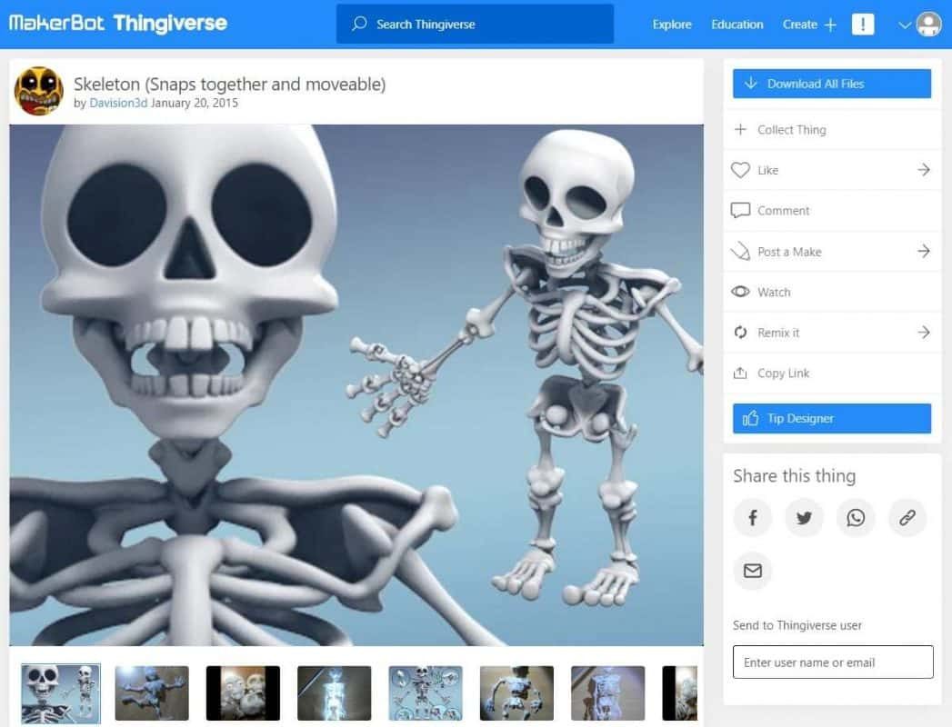 30 Genius & Nerdy Things to Print - Skeleton (Snaps Together and Moveable) - 3D Printerly