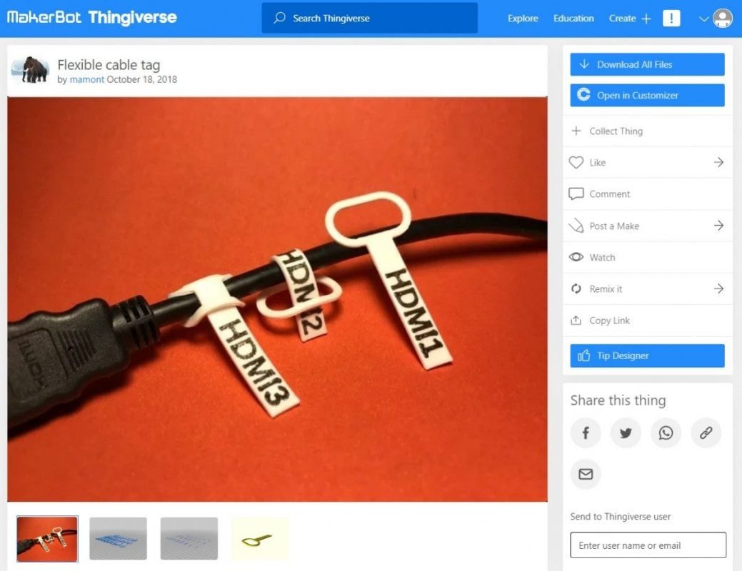 3D Printed Computer & Laptop Accessories - Cable Tag - 3D Printerly