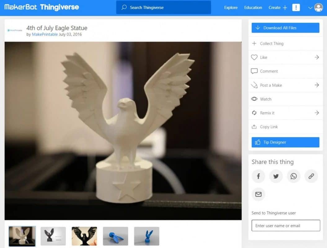 Holiday 3D Prints You Can Make - 4th of July Eagle Statue - 3D Printerly