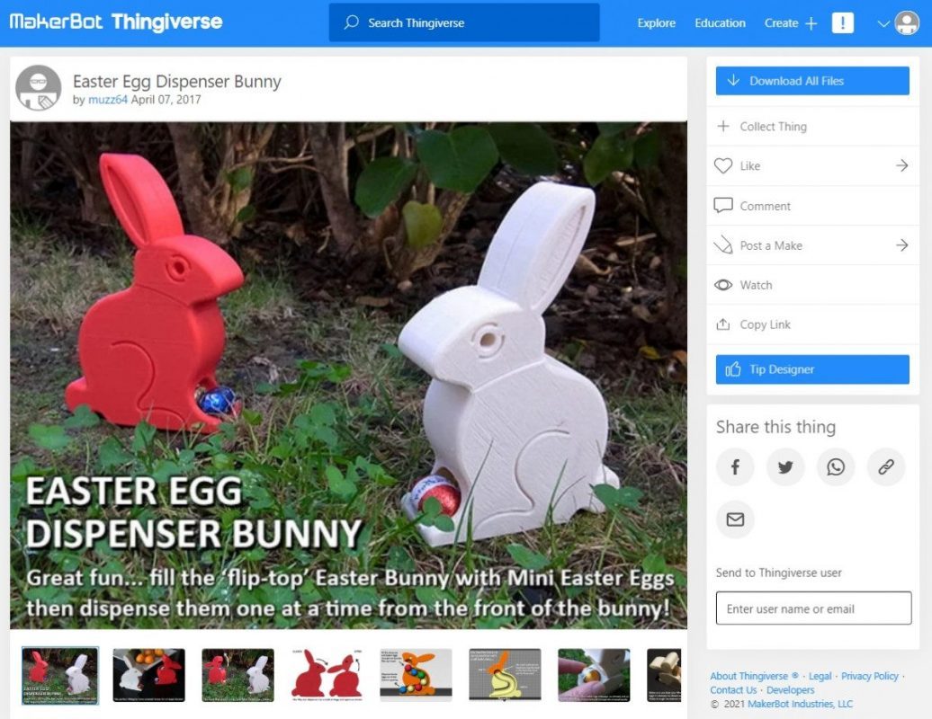 Holiday 3D Prints You Can Make - Easter Egg Dispenser Bunny - 3D Printerly