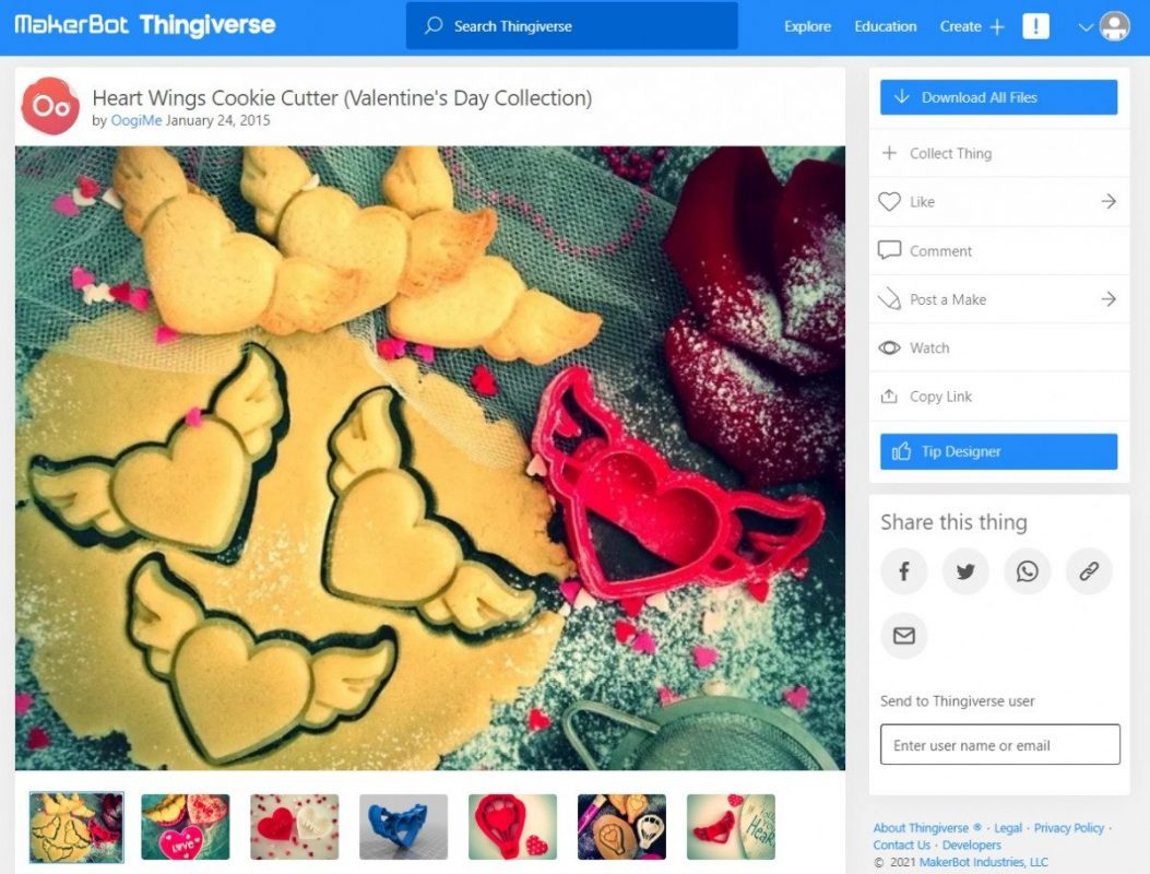Holiday 3D Prints You Can Make - Heart Wings Cookie Cutter - 3D Printerly