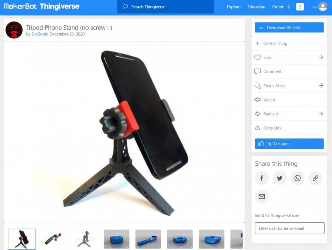 Phone Accessories That You Can 3D Print - Tripod Phone Stand - 3D Printerly