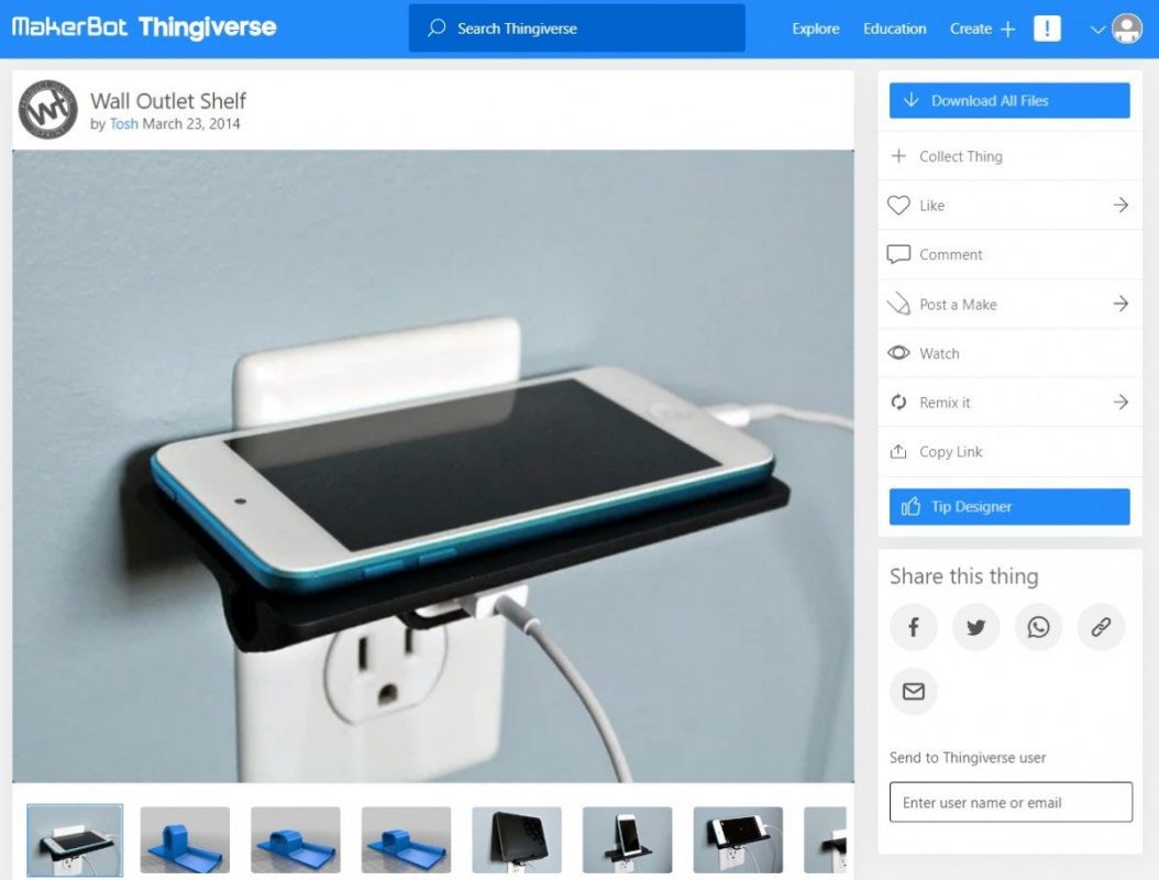 Phone Accessories That You Can 3D Print - Wall Outlet Shelf - 3D Printerly