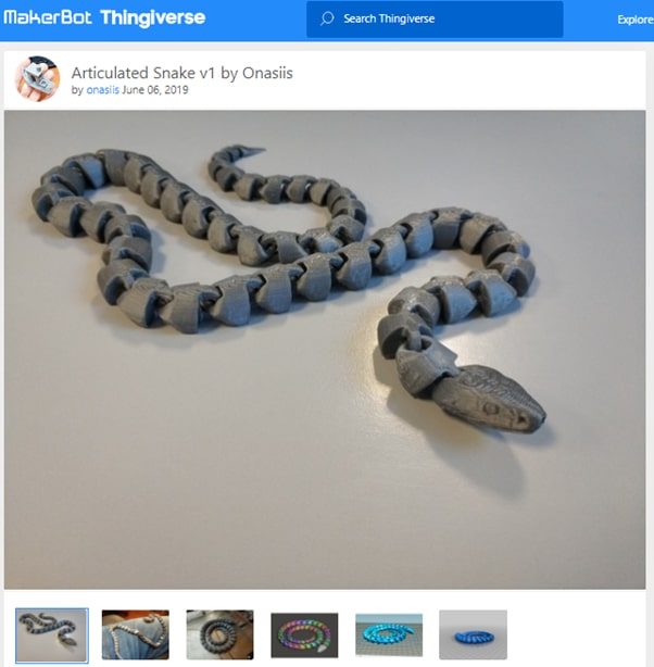 30 Best Print-in-Place 3D Prints - Articulated Snake V1 - 3D Printerly