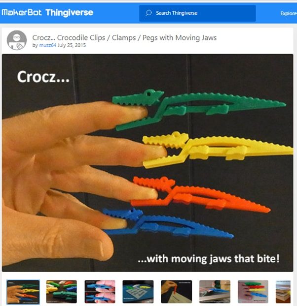 30 Best Print-in-Place 3D Prints - Crocodile Clips - 3D Printerly