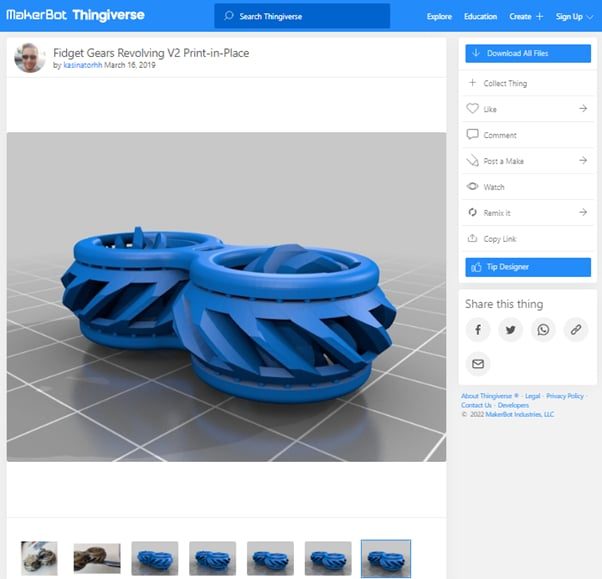 30 Best Print-in-Place 3D Prints - Fidget Gears Revolving V2 - 3D Printerly