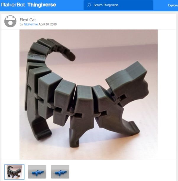 30 Best Print-in-Place 3D Prints - Flexi Cat - 3D Printerly