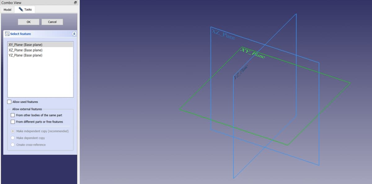 Is FreeCAD Good for 3D Printing - Select Plane - 3D Printerly