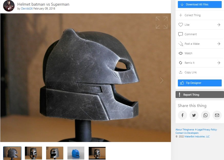 30 Best 3D Printed Helmets You Can 3D Print - Helmet Batman vs Superman - 3D Printerly
