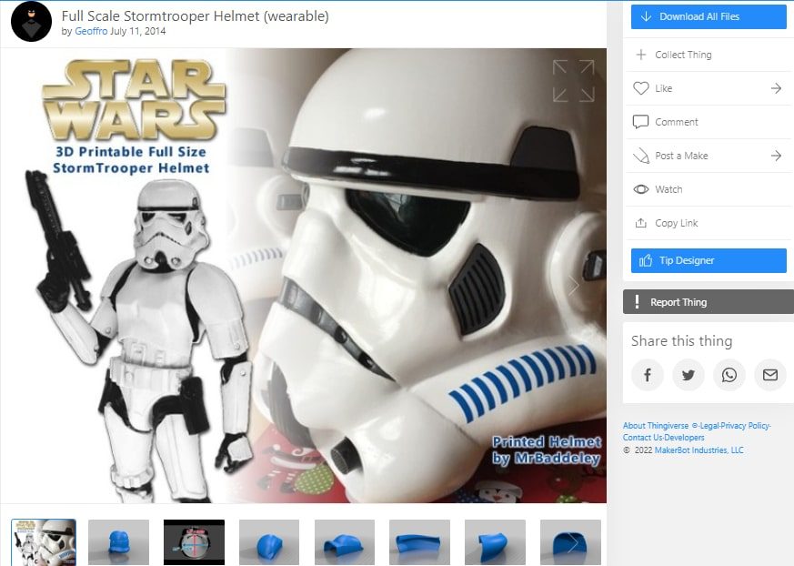 30 Best 3D Printed Helmets You Can 3D Print - Storm Trooper Helmet - 3D Printerly
