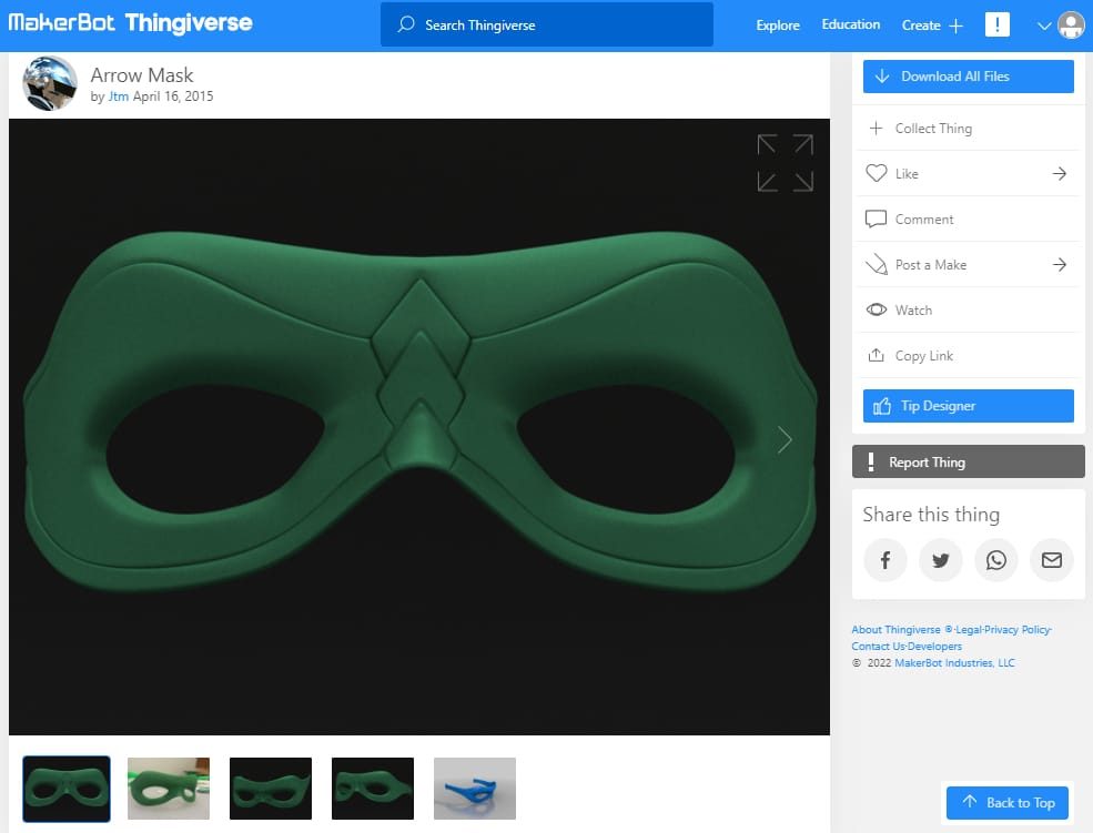 30 Best Marvel 3D Prints You Can Make - 16. Arrow Mask - 3D Printerly