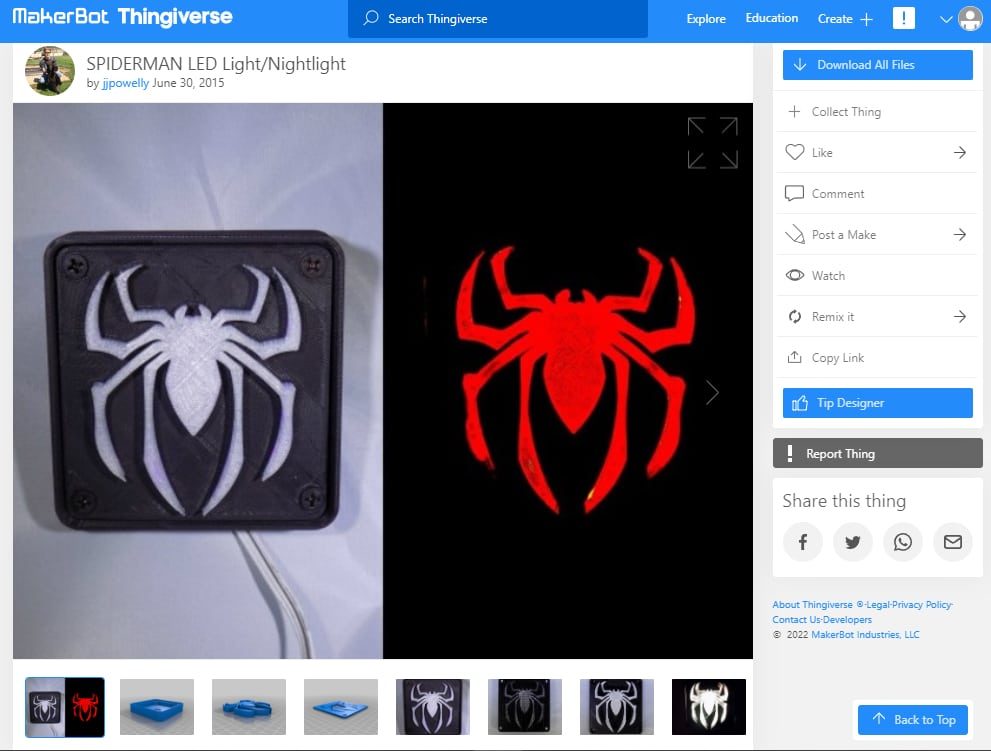 30 Best Marvel 3D Prints You Can Make - 25. SPIDERMAN LED - 3D Printerly