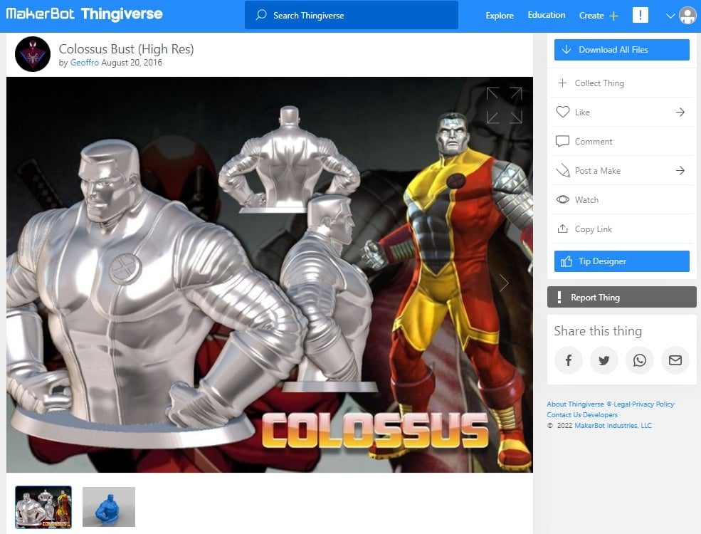 30 Best Marvel 3D Prints You Can Make - 26. Colossus Bust - 3D Printerly