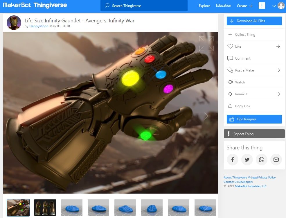 30 Best Marvel 3D Prints You Can Make - 6. Life-Size Infinity Gauntlet - 3D Printerly