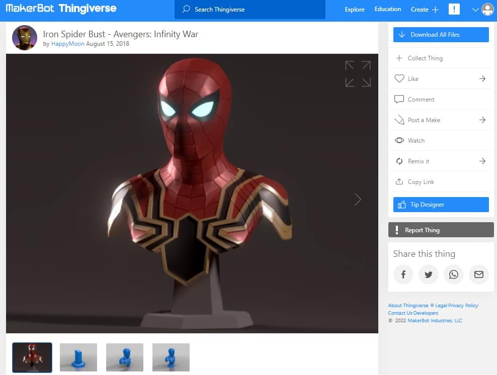 30 Best Marvel 3D Prints You Can Make - 7. Iron Spider Bust - 3D Printerly