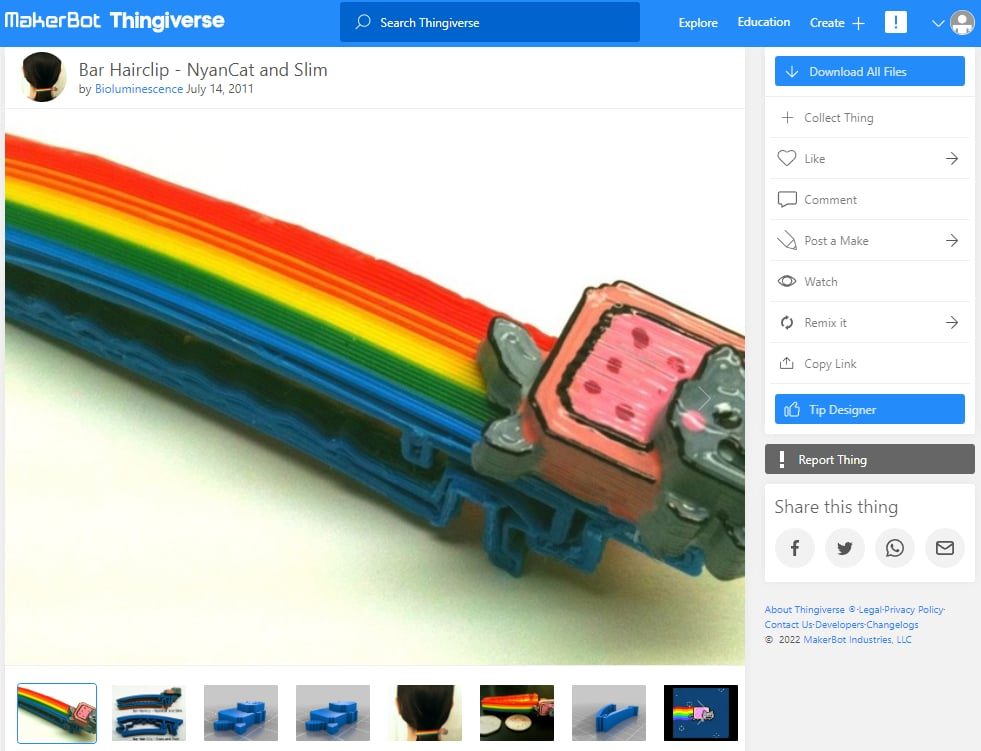 30 Best Meme 3D Prints to Create - 14. Bar Hairclip NyanCat - 3D Printerly