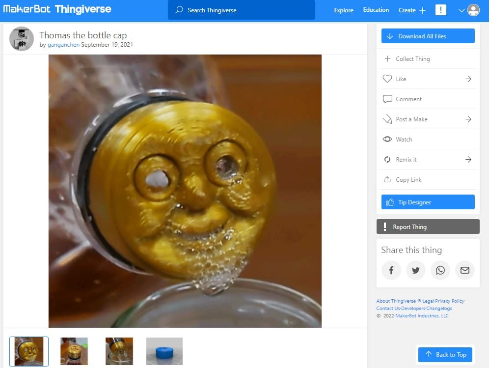 30 Best Meme 3D Prints to Create - 16. Thomas the Bottle Cap - 3D Printerly