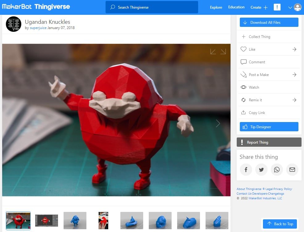 30 Best Meme 3D Prints to Create - 28. Ugandan Knuckles - 3D Printerly