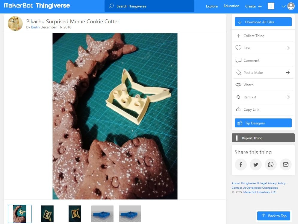 30 Best Meme 3D Prints to Create - 29. Pikachu Surprised Meme Cookie Cutter - 3D Printerly
