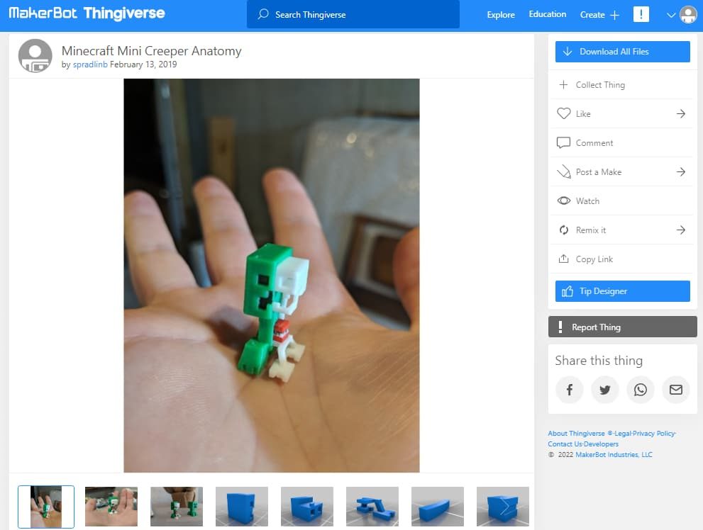 30 Best Minecraft 3D Prints - 12. Minecraft Mini Creeper Anatomy - 3D Printerly
