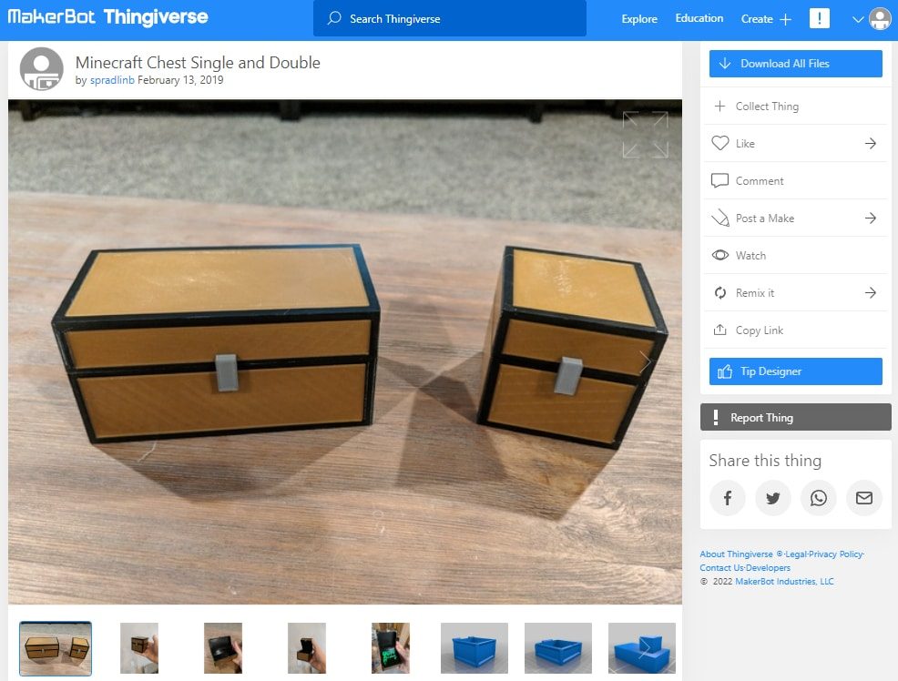 30 Best Minecraft 3D Prints - 16. Minecraft Chest Single and Double - 3D Printerly