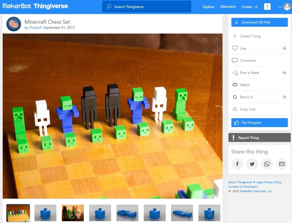 30 Best Minecraft 3D Prints - 4. Minecraft Chess Set - 3D Printerly