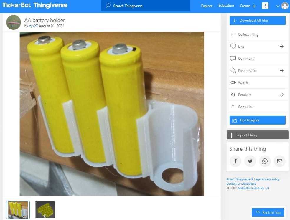 30 Quick & Easy Things to 3D Print in Under an Hour - 17. AA battery holder by zyx27 - 3D Printerly