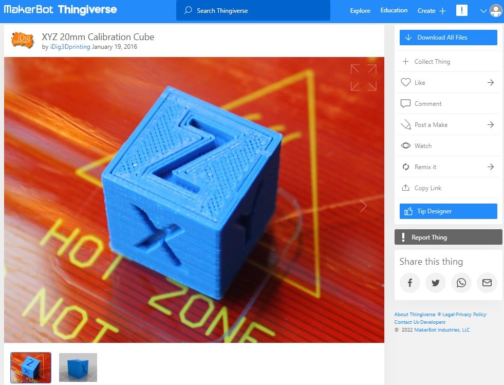 30 Quick & Easy Things to 3D Print in Under an Hour - 2. XYZ 20mm Calibration Cube - 3D Printerly