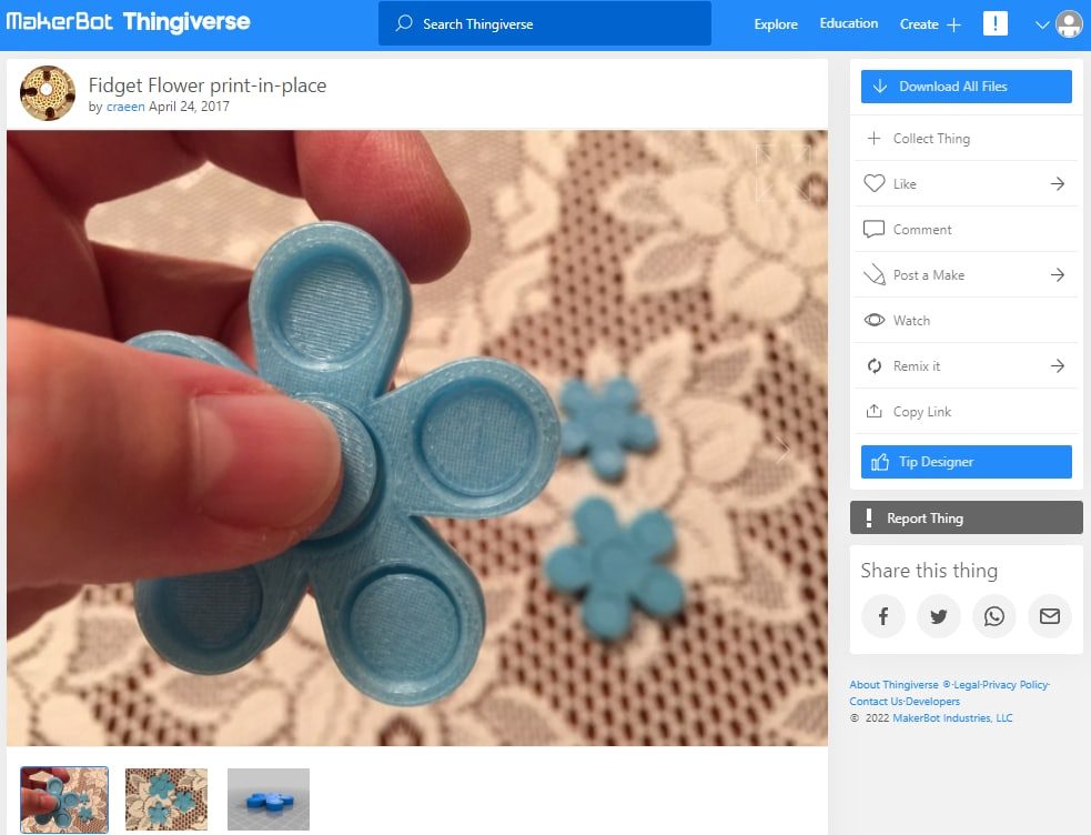 30 Quick & Easy Things to 3D Print in Under an Hour - 24. Fidget Flower - 3D Printerly