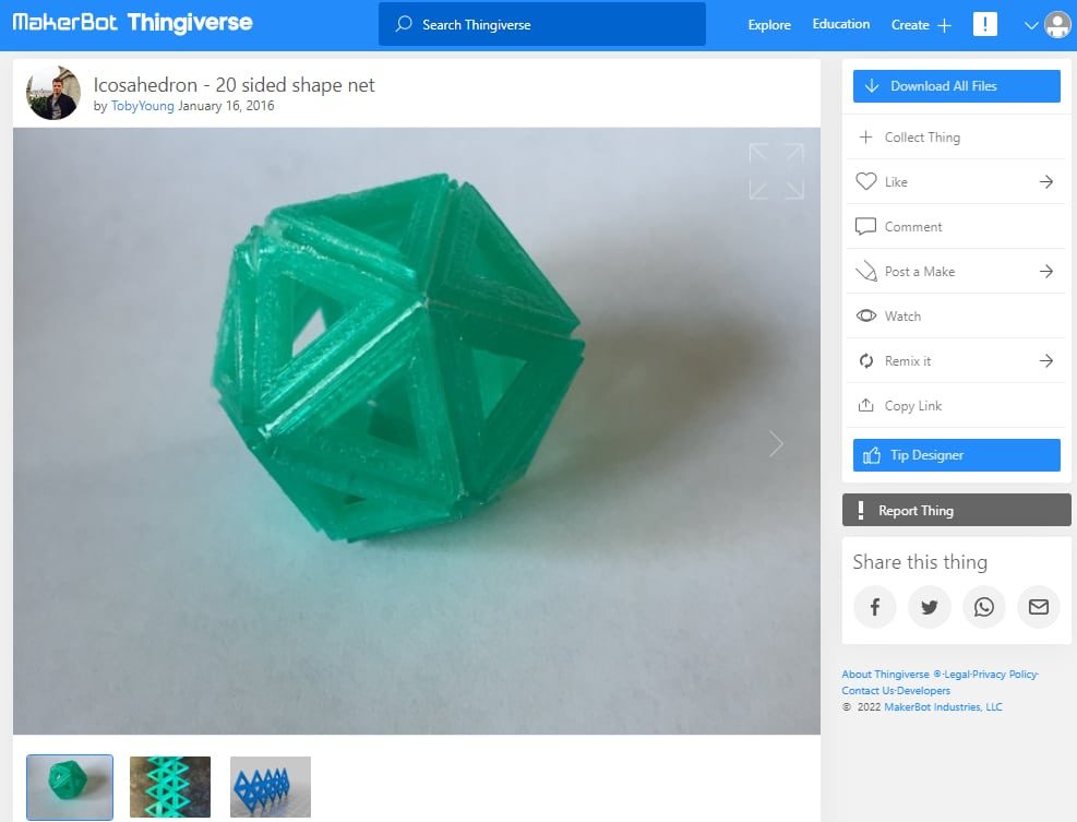 30 Quick & Easy Things to 3D Print in Under an Hour - 25. Icosahedron - 3D Printerly