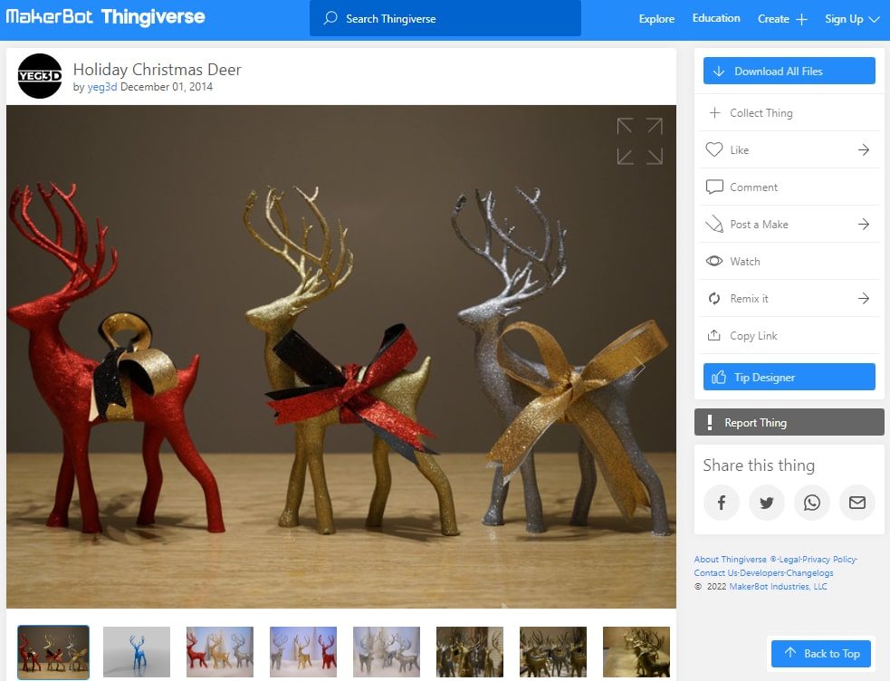 30 Best 3D Prints for Christmas - 15. Holiday Christmas Deer - 3D Printerly
