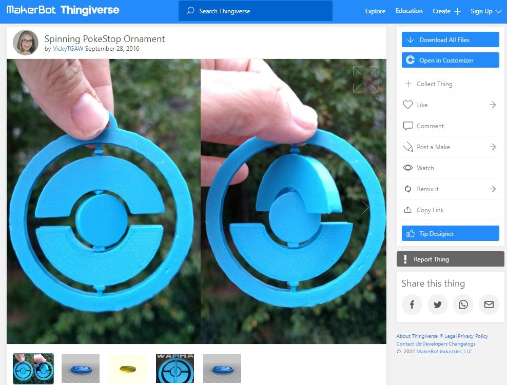 30 Best 3D Prints for Christmas - 16. Spinning PokeStop Ornament - 3D Printerly