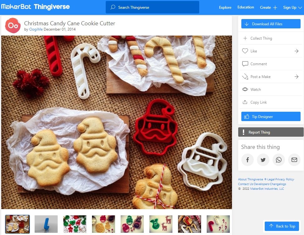 30 Best 3D Prints for Christmas - 23. Christmas Candy Cane Cookie Cutter - 3D Printerly