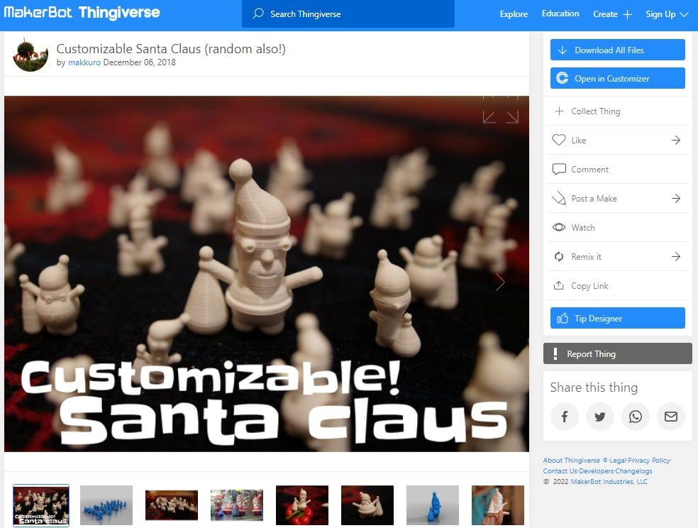30 Best 3D Prints for Christmas - 30. Customizable Santa Claus - 3D Printerly