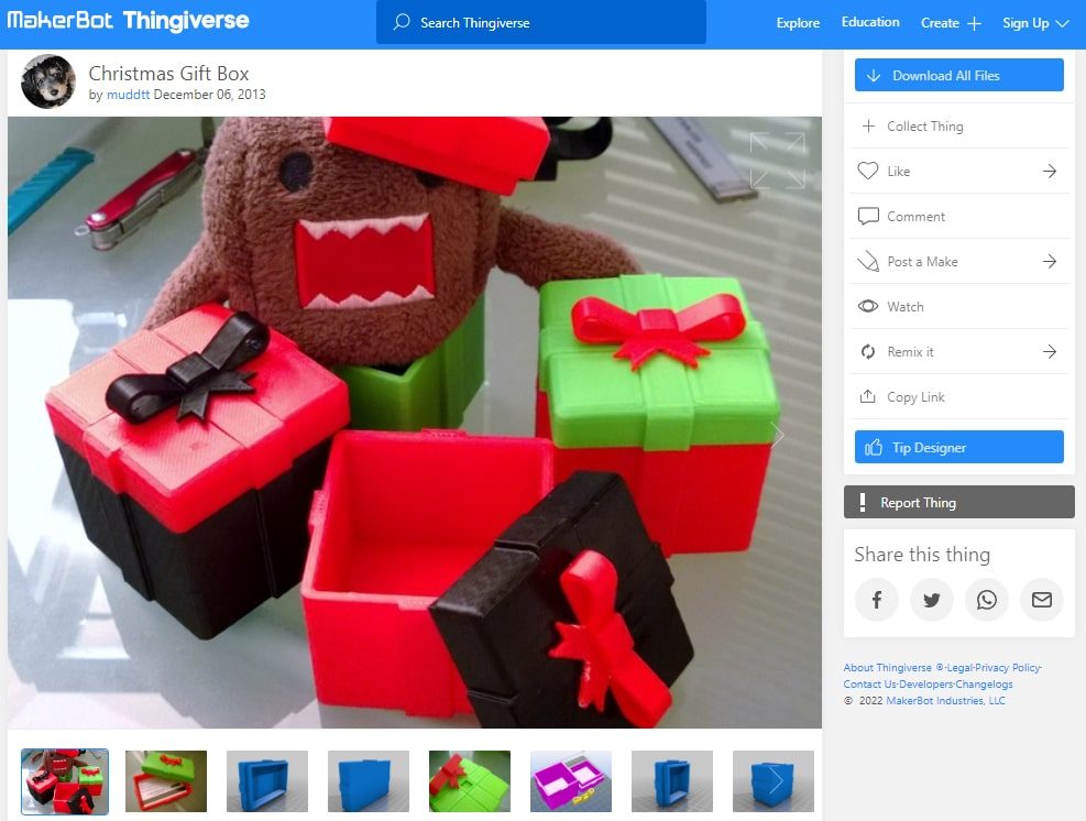 30 Best 3D Prints for Christmas - 8. Christmas Gift Box - 3D Printerly