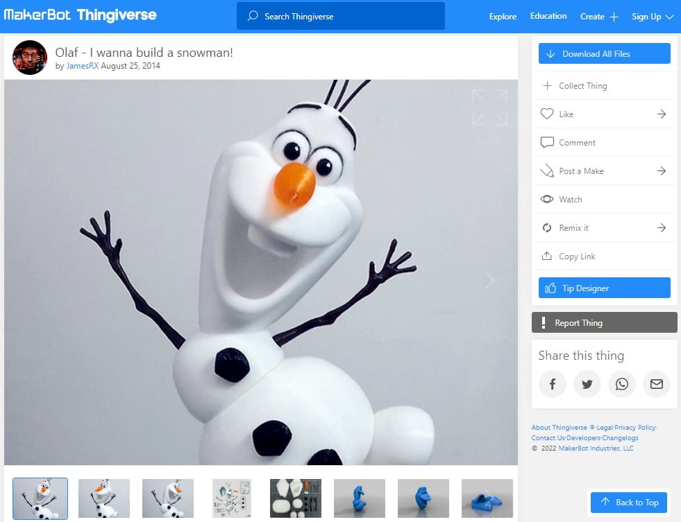30 Best Disney 3D Prints - 14. Olaf - 3D Printerly