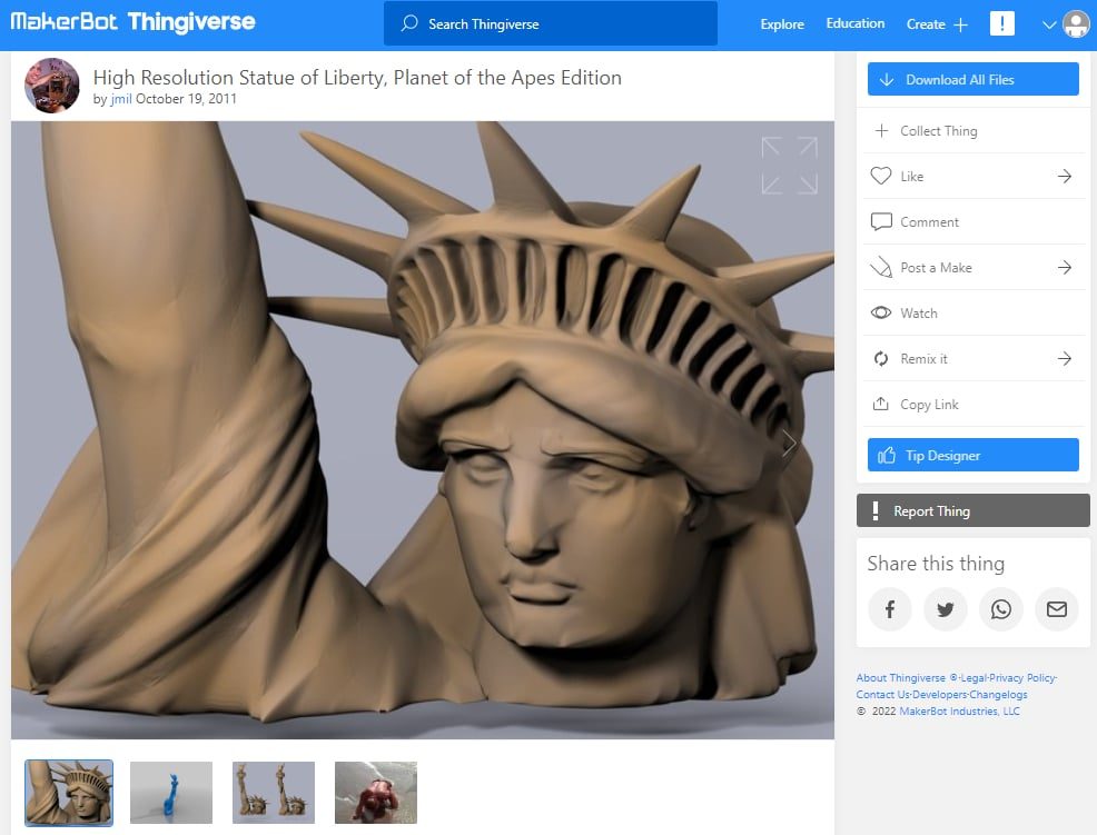 30 Best High Resolution 3D Prints - 13. Statue of Liberty - 3D Printerly