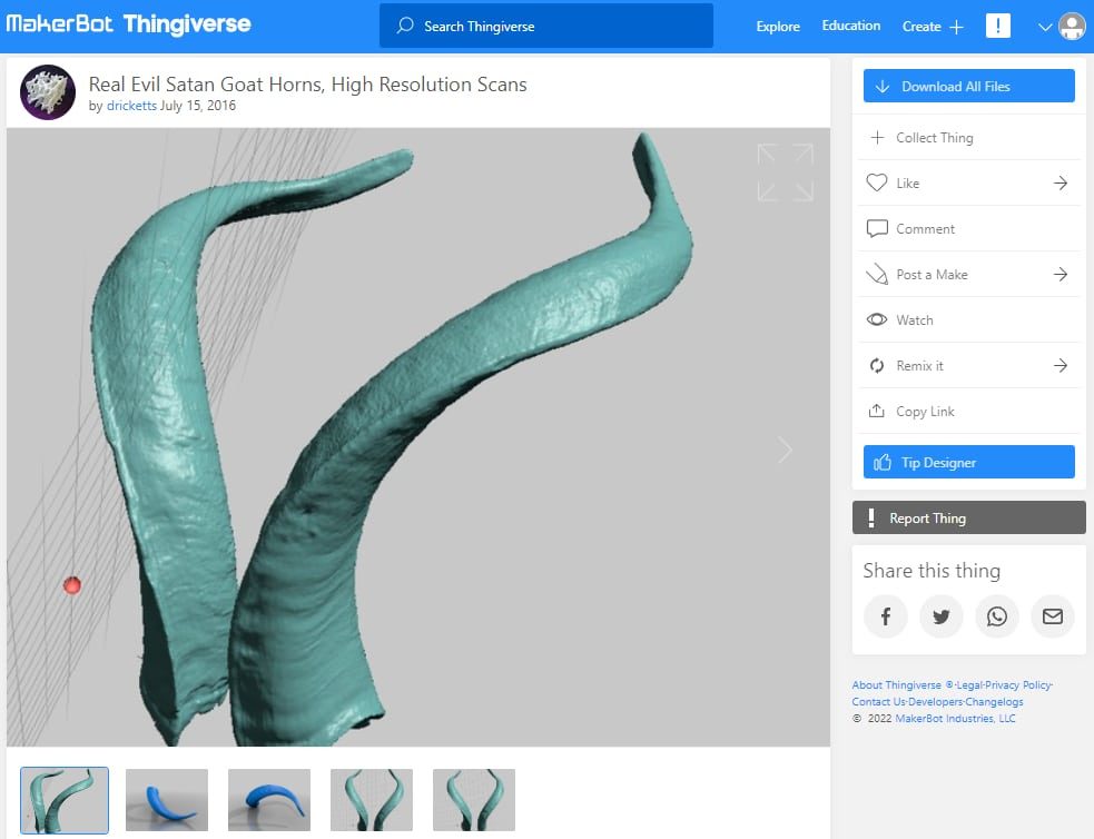 30 Best High Resolution 3D Prints - 16. Real Evil Satan Goat Horns - 3D Printerly